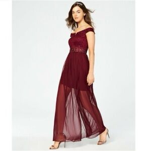 BCX Elegant Burgundy Evening Gown / Formal Maxi Dress